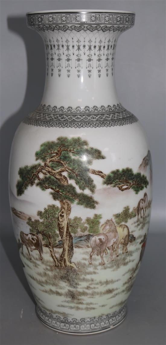 A Chinese famille eight horses vase 46cm